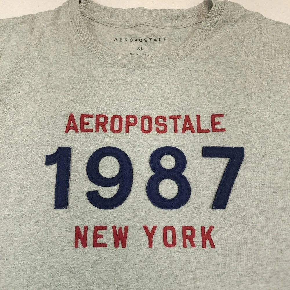 Aeropostale Shirt Mens XL Gray 1987 New York Graphic Tee Crewneck Short Sleeve - Picture 3 of 7